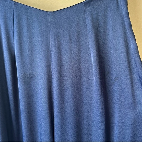 Les Heroines by Vanessa Cocchiaro Wide Leg Trouser Pants Navy Blue Satin Size 8 - Picture 12 of 13